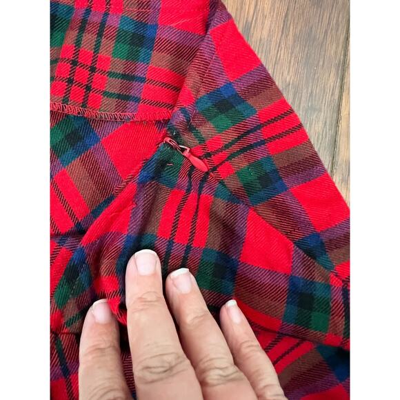 Vintage Southern Lady Red Plaid Tartan A-Line Midi Skirt Medium 10 Academia - Picture 4 of 6